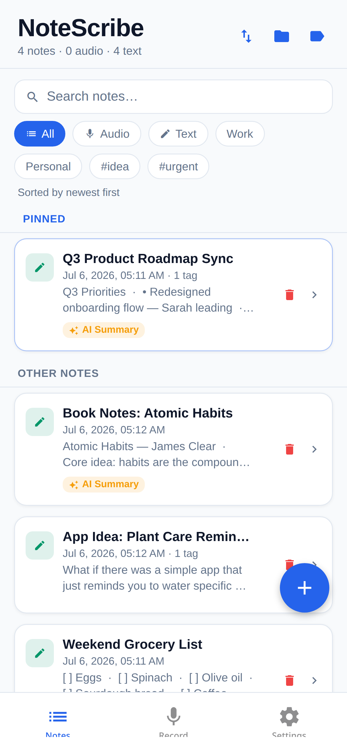 MotifScribe home screen